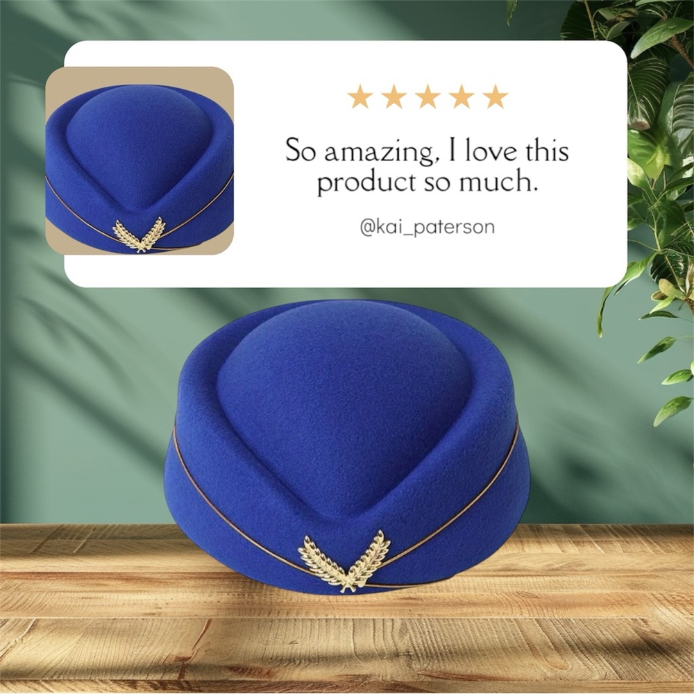 Blue hat - Colorful Women Beret Elegant Stewardess Hat Berets